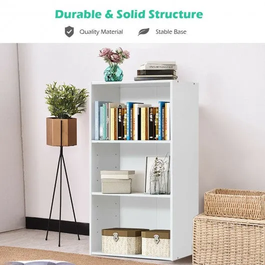 3 Open Shelf Bookcase Modern Storage Display Cabinet-White