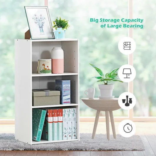 3 Open Shelf Bookcase Modern Storage Display Cabinet-White