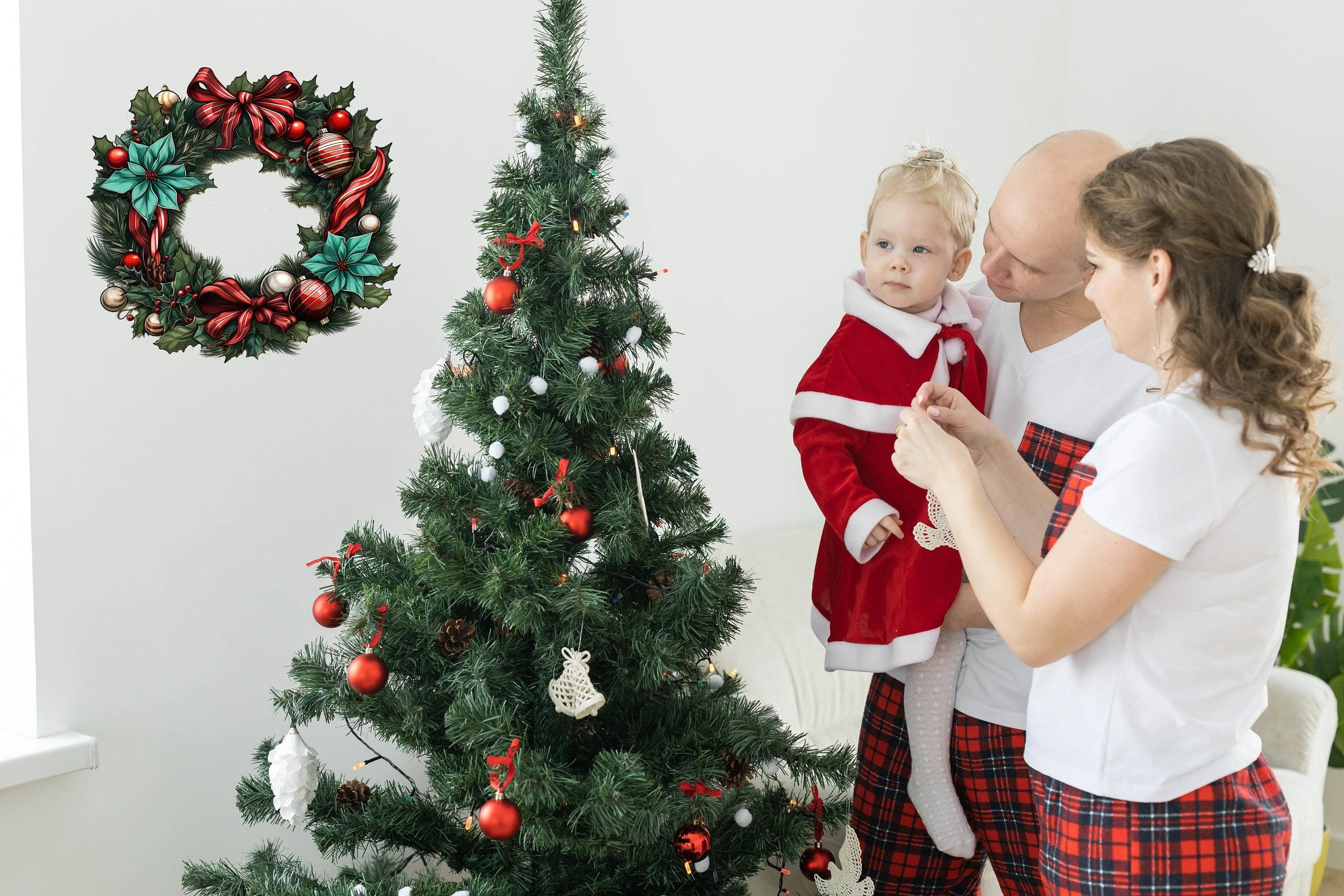 Lifelike Christmas Wreath Wall Decal - Door Sticker Displaying Holiday Elegance