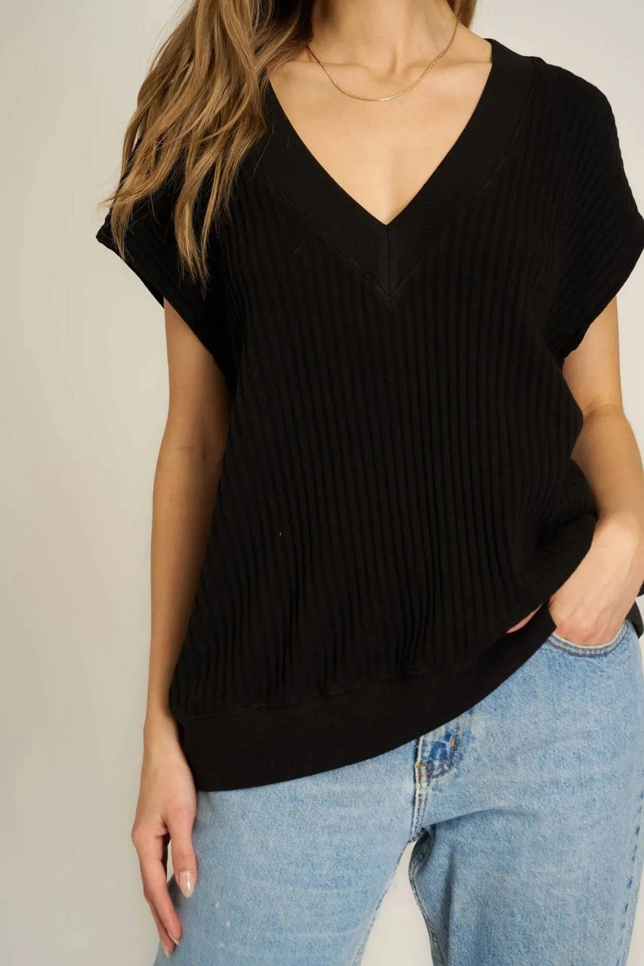 Lost in Love Oversized Sweater Vest by Project Social T | Black