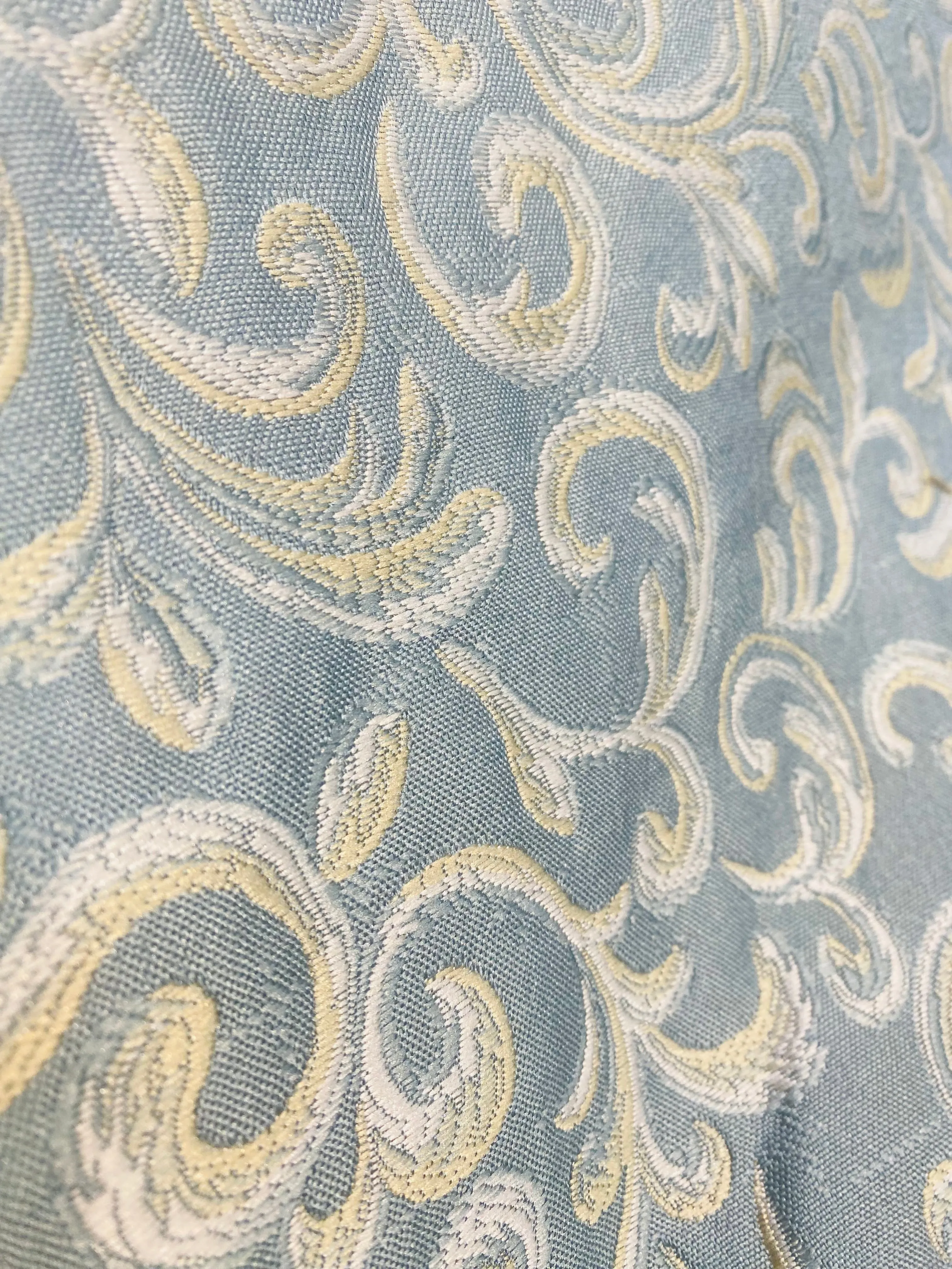 NEW! King Peter Designer Quilted Brocade Floral Upholstery Fabric- French Blue