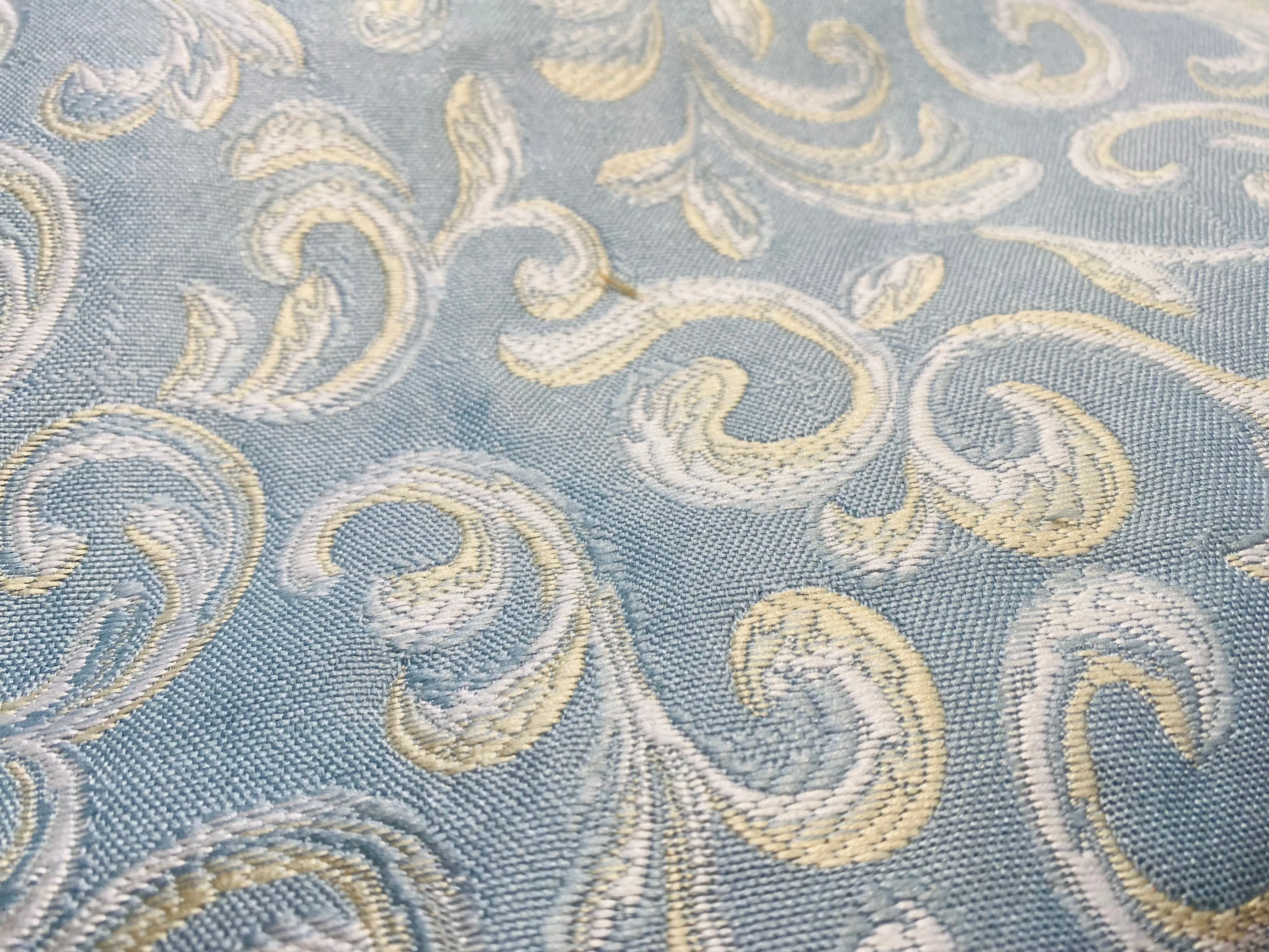 NEW! King Peter Designer Quilted Brocade Floral Upholstery Fabric- French Blue