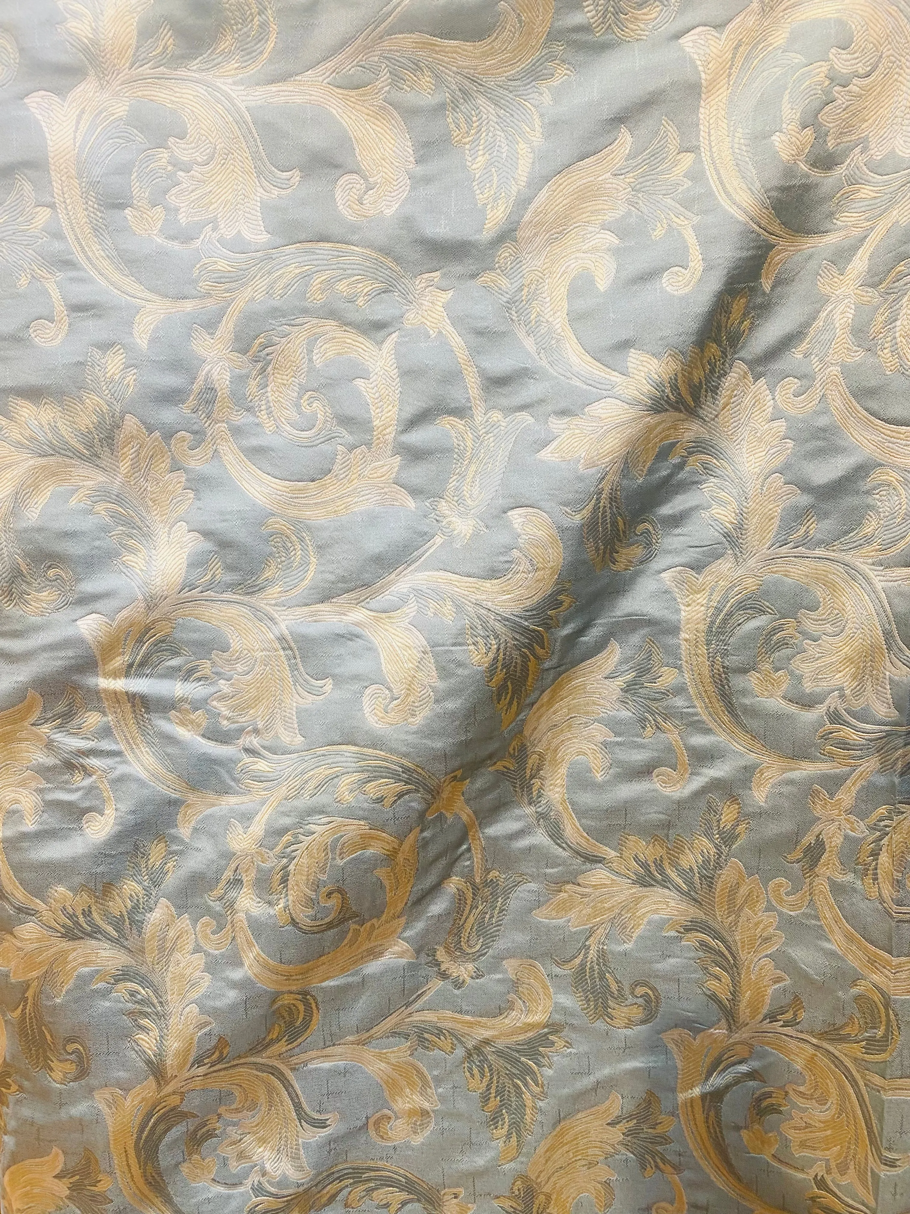 NEW! King Peter Designer Quilted Brocade Floral Upholstery Fabric- French Blue