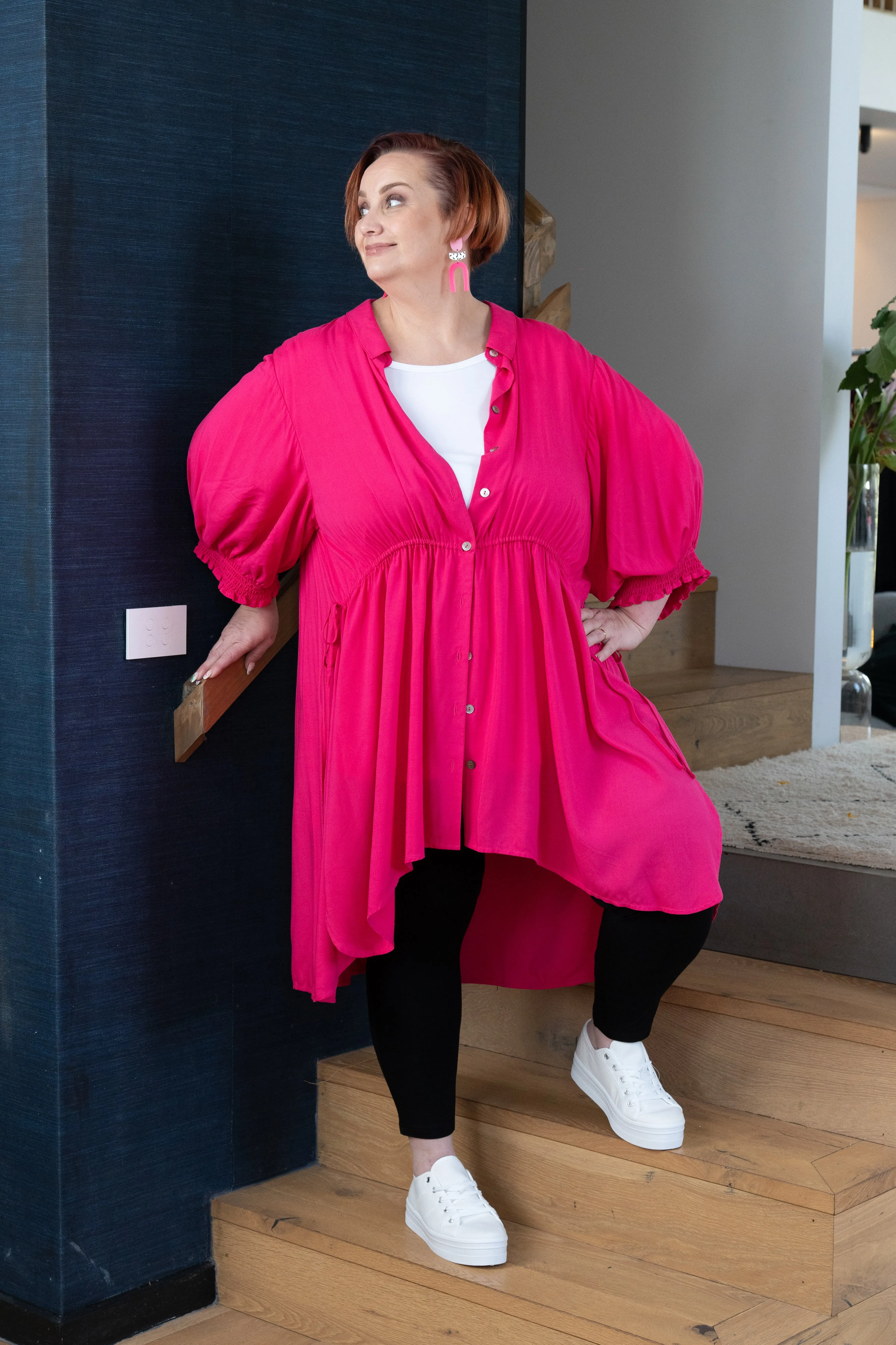 'SASS' Drawstring Top - Pink