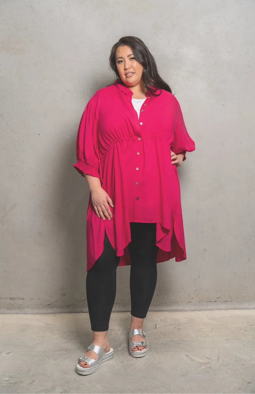 'SASS' Drawstring Top - Pink