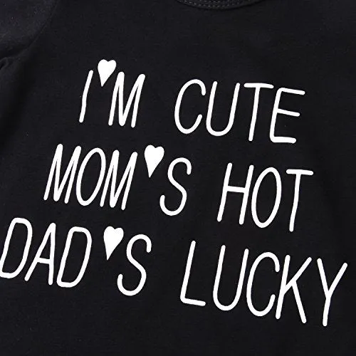 SWNONE Infant Baby Boys Girls Clothing Shirts Rompers Jumpsuit Funny Letter Printed Short Sleeves Black Onesie (Black, 0-6 Months)