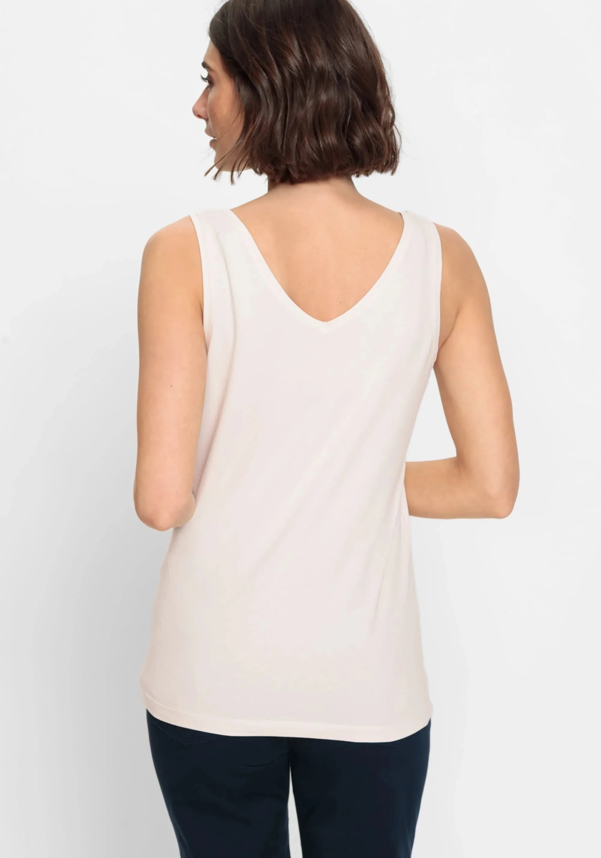 Two Way Cotton Blend Tank in Marble